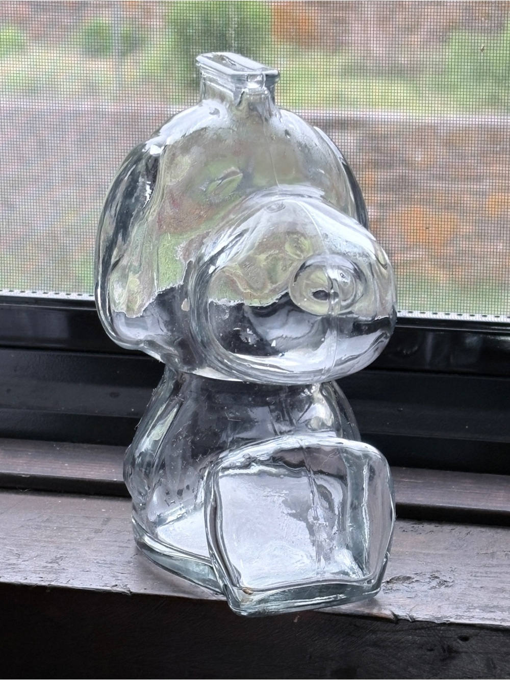 Snoopy Vintage 1960’s Clear Glass Bank